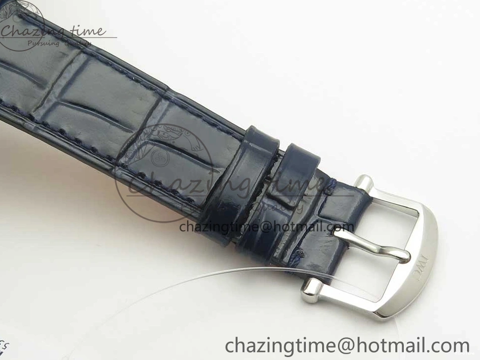 MIROTIME 0210 Fashionable Portofino IW458101 Diamond Bezel SS MK 1:1 Best Edition Blue Dial On Blue Leather Strap MIYOTA 7169